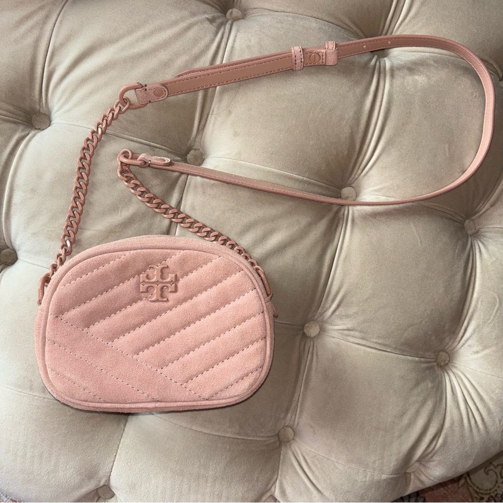 Tory Burch Quilted Pink Kira Crossbody Camera Bag